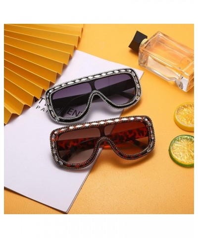 Big Frame One-Piece Diamond Rhinestone Sunglasses Women Luxury Shiny Sun Glasses Female Vintage Oversized Shades UV400 Tea $1...