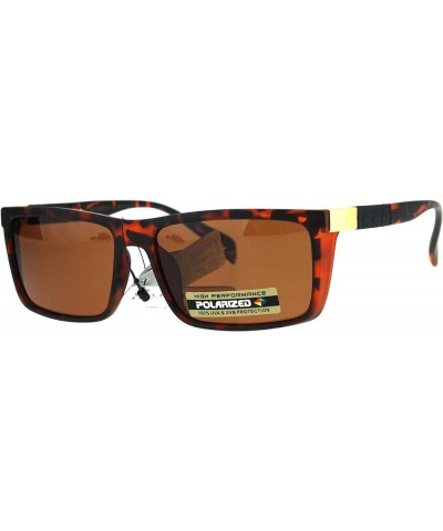 Mens Polarized Lens Sunglasses Stylish Fashion Rectangular Frame UV 400 Tortoise (Brown) $10.41 Rectangular