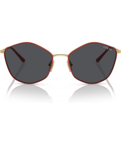 Women's Vo4282s Hexagonal Sunglasses Top Red/Gold/Dark Grey $32.72 Hexagonal