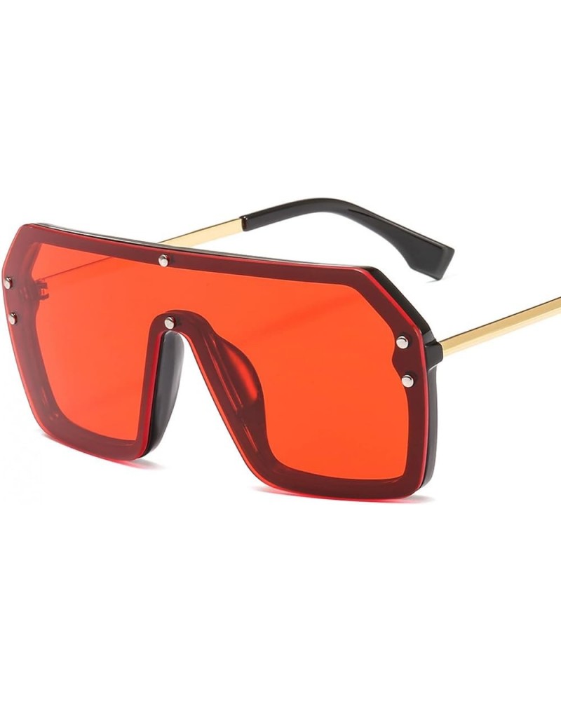 Oversized Square Sunglasses Women Lens Big Frame Glasses Uv Silver Mirror 4-black-red $12.50 Sport