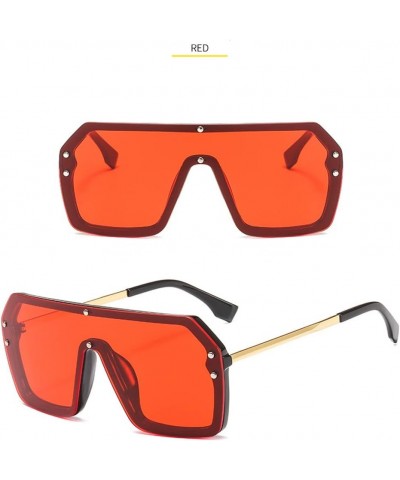 Oversized Square Sunglasses Women Lens Big Frame Glasses Uv Silver Mirror 4-black-red $12.50 Sport