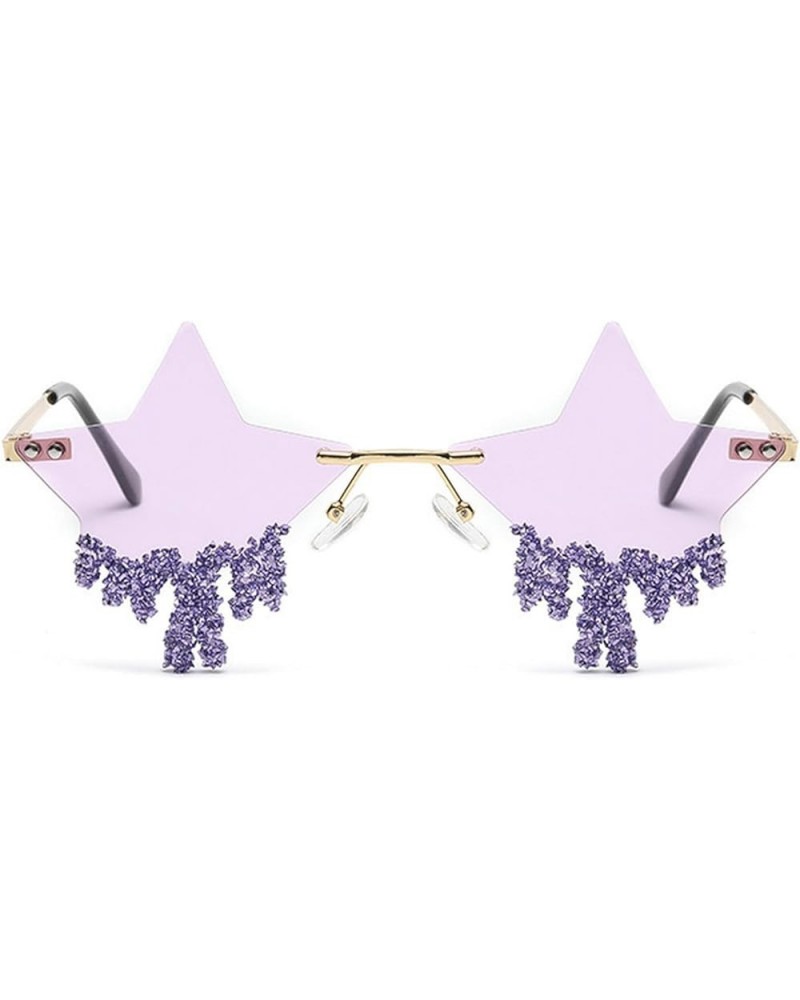 Star Shape Sun Glasses Funny Eyewear Bling Pink Blue Party Glasses Rimless Summer Style Sunglasses Purple $10.74 Star