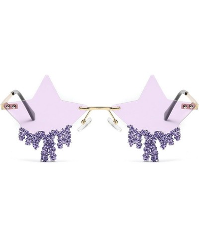 Star Shape Sun Glasses Funny Eyewear Bling Pink Blue Party Glasses Rimless Summer Style Sunglasses Purple $10.74 Star