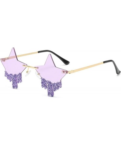 Star Shape Sun Glasses Funny Eyewear Bling Pink Blue Party Glasses Rimless Summer Style Sunglasses Purple $10.74 Star