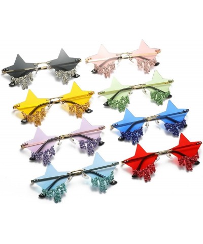 Star Shape Sun Glasses Funny Eyewear Bling Pink Blue Party Glasses Rimless Summer Style Sunglasses Purple $10.74 Star