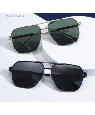 Polarized Men's Metal Driving Sunglasses Outdoor Street Shooting Vacation Sun Shading Sunglasses (Color : D, Size : Medium) M...