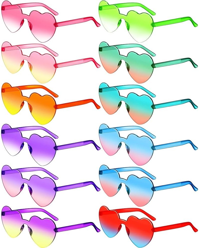 12 Pair Heart Sunglasses Colorful Heart Glasses Heart Sunglasses Party Favor Cute Colors $7.97 Rimless