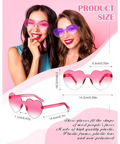 12 Pair Heart Sunglasses Colorful Heart Glasses Heart Sunglasses Party Favor Cute Colors $7.97 Rimless