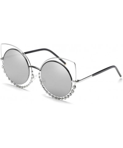 Crystal Accent Double Rim Cat-eye Sunglasses revo silver $15.95 Cat Eye