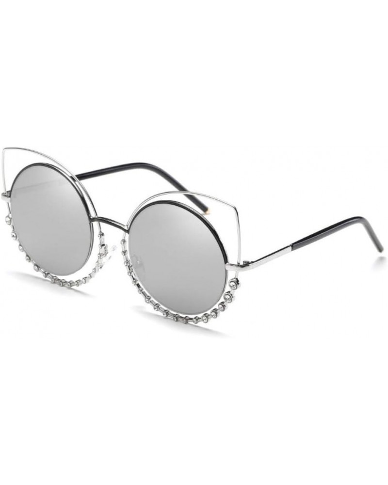 Crystal Accent Double Rim Cat-eye Sunglasses revo silver $15.95 Cat Eye