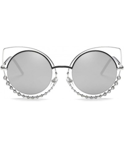 Crystal Accent Double Rim Cat-eye Sunglasses revo silver $15.95 Cat Eye