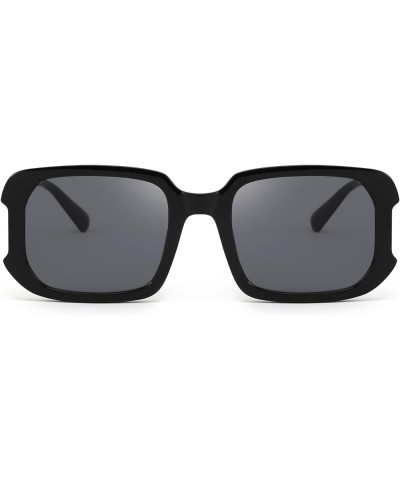 Rectangle Sunglasses for Women Men Trendy Retro Fashion Sunglasses UV 400 Square Fram K7134 001 Black $8.40 Rectangular