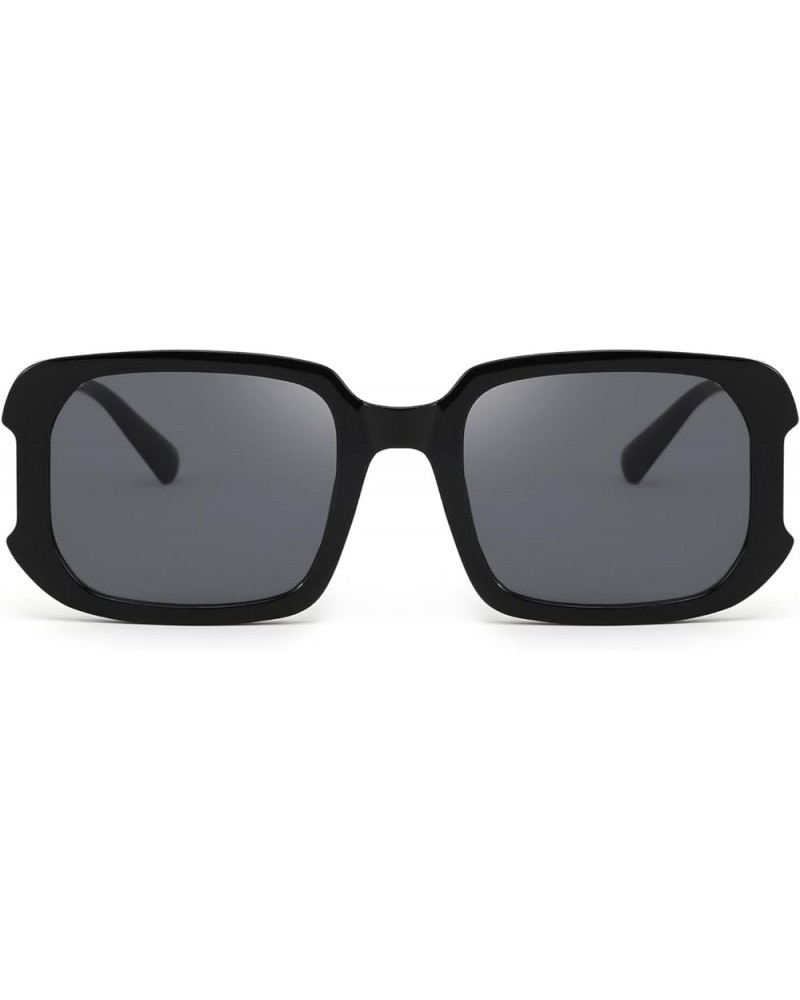 Rectangle Sunglasses for Women Men Trendy Retro Fashion Sunglasses UV 400 Square Fram K7134 001 Black $8.40 Rectangular