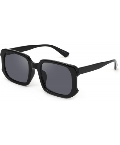 Rectangle Sunglasses for Women Men Trendy Retro Fashion Sunglasses UV 400 Square Fram K7134 001 Black $8.40 Rectangular