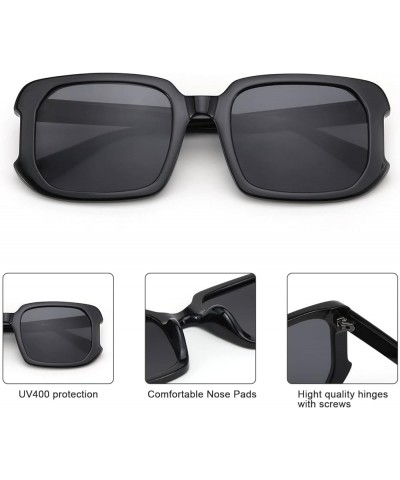 Rectangle Sunglasses for Women Men Trendy Retro Fashion Sunglasses UV 400 Square Fram K7134 001 Black $8.40 Rectangular