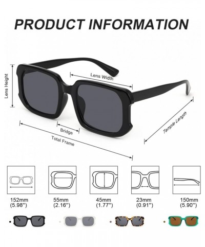 Rectangle Sunglasses for Women Men Trendy Retro Fashion Sunglasses UV 400 Square Fram K7134 001 Black $8.40 Rectangular