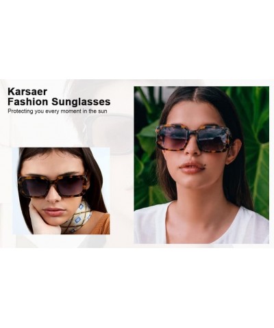 Rectangle Sunglasses for Women Men Trendy Retro Fashion Sunglasses UV 400 Square Fram K7134 001 Black $8.40 Rectangular