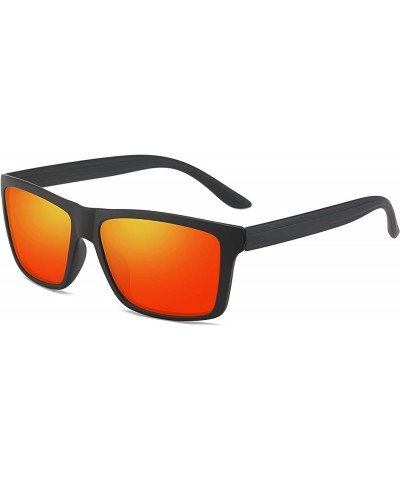 Men Sport Polarized Sunglasses Outdoor Driving Fishing Square Glasses 100% UV Protection F2307 C8 Black/Red $12.43 Sport