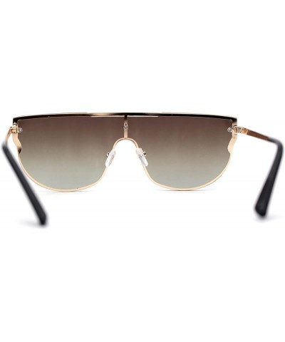 Womens Rhinestone Trim Flat Top Exposed Lens Metal Sunglasses Gold Brown Green $9.15 Designer