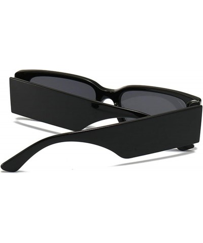 Y2K Trendy Rectangle Sunglasses for Women Men Retro Sun Glasses Vintage Fashion Square Frame 2pcs-black&flower $10.23 Square