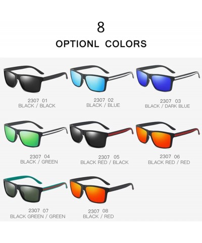 Men Sport Polarized Sunglasses Outdoor Driving Fishing Square Glasses 100% UV Protection F2307 C8 Black/Red $12.43 Sport