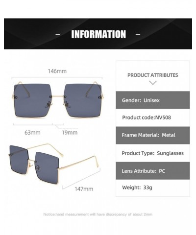 Square Rimless Metal Retro Large Frame Sunglasses, Outdoor Vacation Sunglasses (Color : C, Size : Medium) Medium G $21.67 Rim...