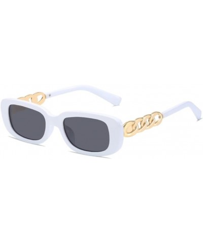 Metal Chain Sunglasses For Women Ladies Shades For Women Square Rectangle Sunglasses Female White $18.13 Rectangular