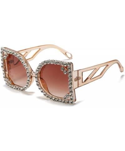 Women Sparkling Crystal Oversized Rhinestone Iced Out Bling Cat Eye Fashion Sunglasses D $8.25 Oversized