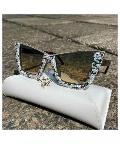 Oversized Cat Eye Sunglasses for Women Trendy Diamond Square Rhinestone Sun Glasses Ladies Party Halloween Eyewear Green $9.7...