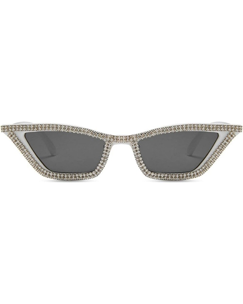 Cat Eye Sunglasses for Women Sparkling Rhinestone Sunglasses Trendy Retro Diamond Glasses UV400 Protection White&black $9.32 ...