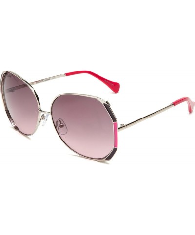 Women's Aurora Square Sunglasses Silver Frame/Grey & Purple Lens $22.18 Square