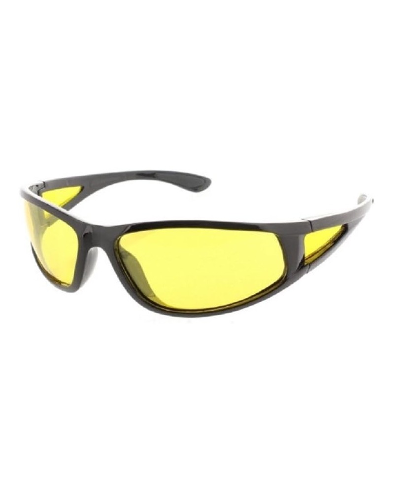 Polarized Night Vision Driving Sunglasses Aviator Sport Wrap Motorcycle Yellow Lenses Glasses Polarized Sport Wrap Black Yell...