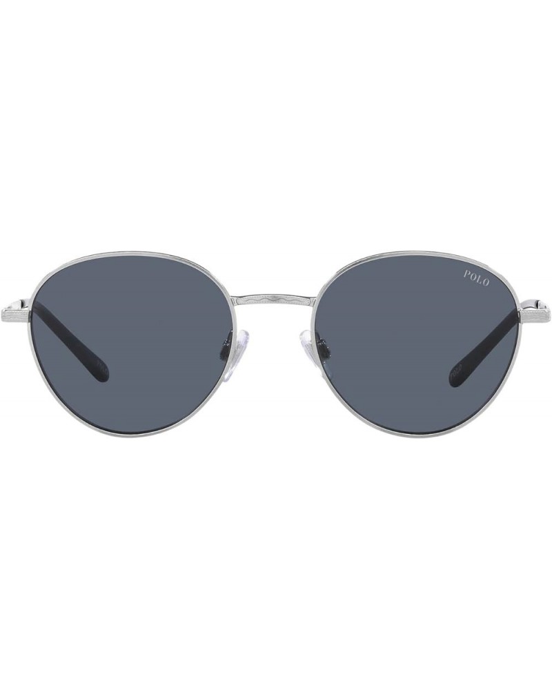 Men's Ph3144 Round Sunglasses Brushed Silver/Grey Blue $43.91 Round