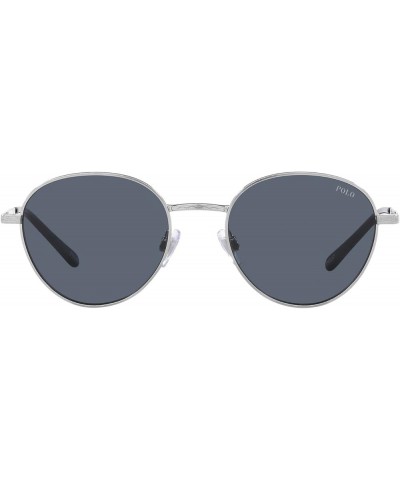 Men's Ph3144 Round Sunglasses Brushed Silver/Grey Blue $43.91 Round