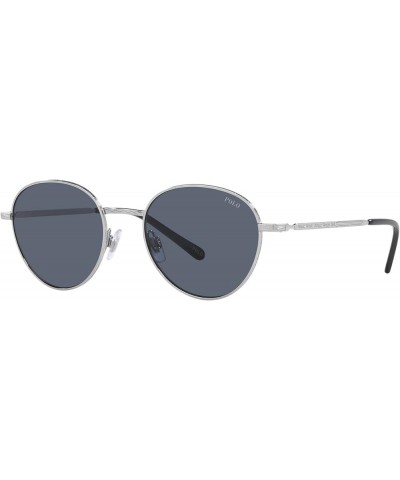 Men's Ph3144 Round Sunglasses Brushed Silver/Grey Blue $43.91 Round