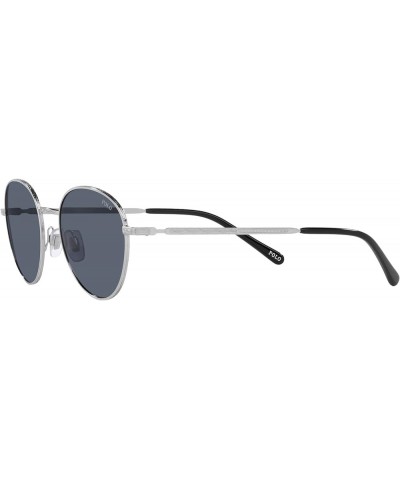 Men's Ph3144 Round Sunglasses Brushed Silver/Grey Blue $43.91 Round