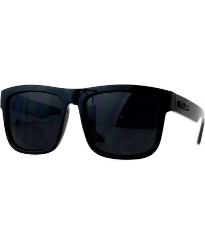 KUSH Sunglasses Classic All Black Square Frame Shades Unisex UV 400 Shiny Black $9.49 Square