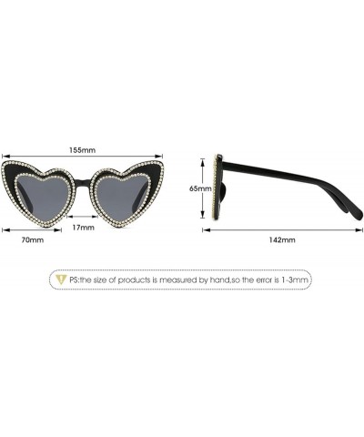 Heart Rhinestone Sunglasses for Women Red Heart Shaped Sunglasses Rhinestone Sunglasses Novelty Pink Eyewear black $11.18 Des...