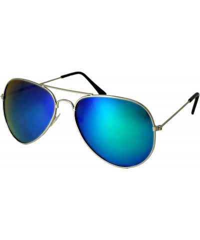 Awesome Aviator 100% UV Protection Polarized Sunglasses for Men & Women Unisex Silver Blue Green Blend $8.99 Aviator