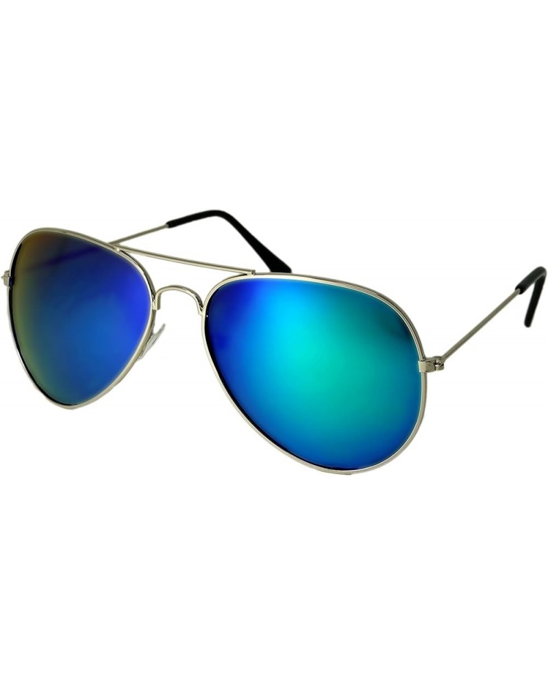 Awesome Aviator 100% UV Protection Polarized Sunglasses for Men & Women Unisex Silver Blue Green Blend $8.99 Aviator