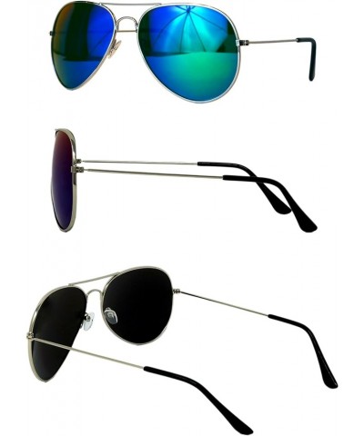 Awesome Aviator 100% UV Protection Polarized Sunglasses for Men & Women Unisex Silver Blue Green Blend $8.99 Aviator