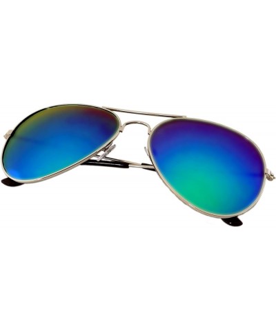 Awesome Aviator 100% UV Protection Polarized Sunglasses for Men & Women Unisex Silver Blue Green Blend $8.99 Aviator