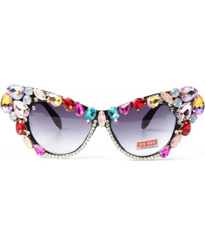 Fashion Women Cat eye Crystal Trim Jeweled Frame Costume Glasses Bling Bling Diamond Ladies Eyewear Colorful $8.79 Cat Eye