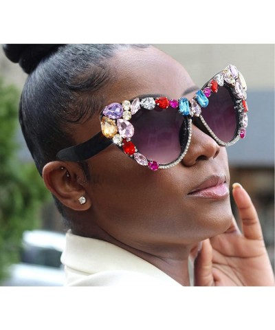 Fashion Women Cat eye Crystal Trim Jeweled Frame Costume Glasses Bling Bling Diamond Ladies Eyewear Colorful $8.79 Cat Eye