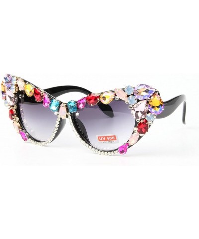 Fashion Women Cat eye Crystal Trim Jeweled Frame Costume Glasses Bling Bling Diamond Ladies Eyewear Colorful $8.79 Cat Eye