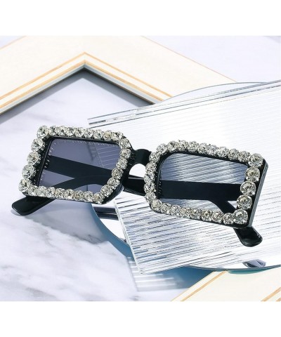 Fashion Small Rectangle Women Luxury Diamond Sunglasses Vintage Jelly Tea Eyewear Men Trending Shades UV400 Sun Glasses Black...