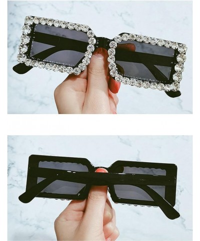 Fashion Small Rectangle Women Luxury Diamond Sunglasses Vintage Jelly Tea Eyewear Men Trending Shades UV400 Sun Glasses Black...