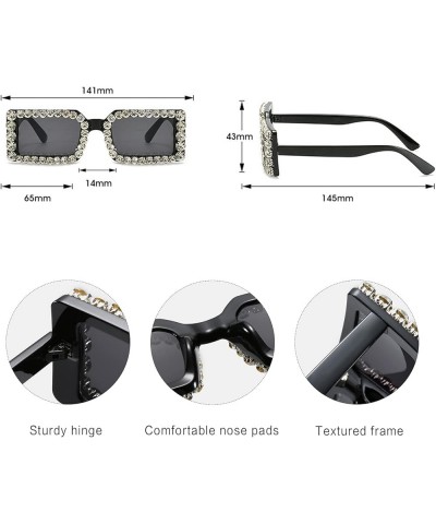 Fashion Small Rectangle Women Luxury Diamond Sunglasses Vintage Jelly Tea Eyewear Men Trending Shades UV400 Sun Glasses Black...