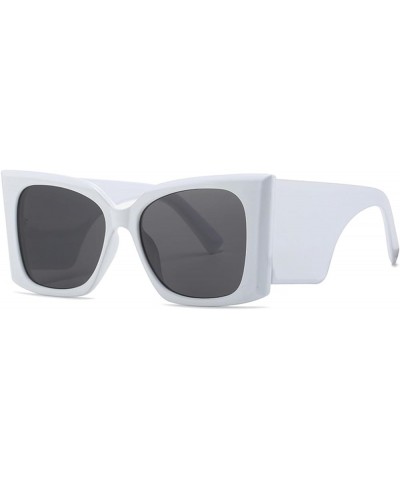 Cat Eye Sunglasses for Women Men Large UV400 Sunglasses AM002 White/Grey $6.88 Cat Eye