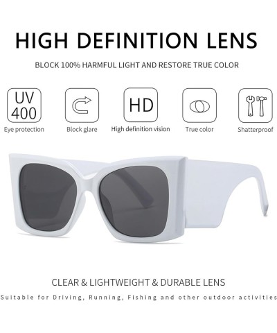 Cat Eye Sunglasses for Women Men Large UV400 Sunglasses AM002 White/Grey $6.88 Cat Eye